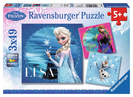 Puzzle Ravensburger Disney Frozen Elsa, Anna Olaf - 3x49 pezzi - puzzle per bambini