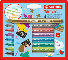 Stabilo trio deco - pennarello metallico - con punta extra spessa 3,0 mm - custodia con 8 colori