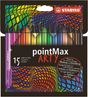 Stabilo pointmax - fineliner con punta rigida 0,8 mm - custodia artistica con 15 colori