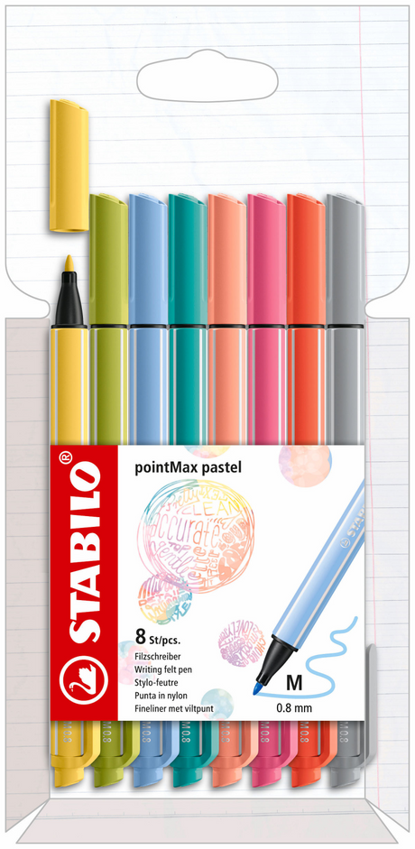 Astuccio pastello Stabilo pointmax con 8 colori di fineliner