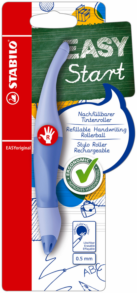 Stabilo easyoriginal - roller ergonomico - per destrimani - blu pastello arioso