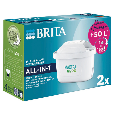 Cartuccia filtro acqua Brita maxtra pro pure performance - 2 pezzi - filtro acqua originale per caraffe filtranti - filtra impurità come erbicidi, pfas, cloro, calce e metalli