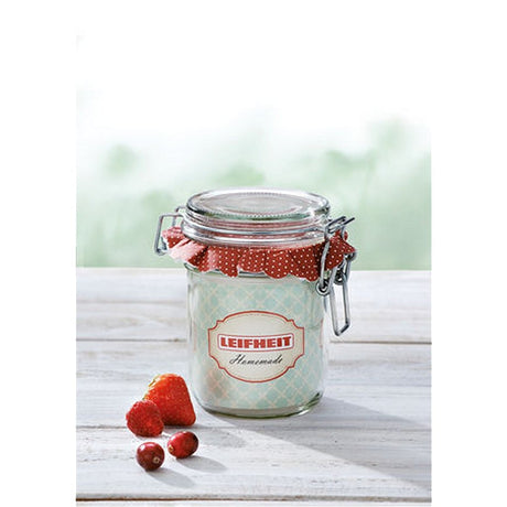 Barattolo per conserve Leifheit 3192 con chiusura basculante 370 ml in vetro e acciaio inossidabile