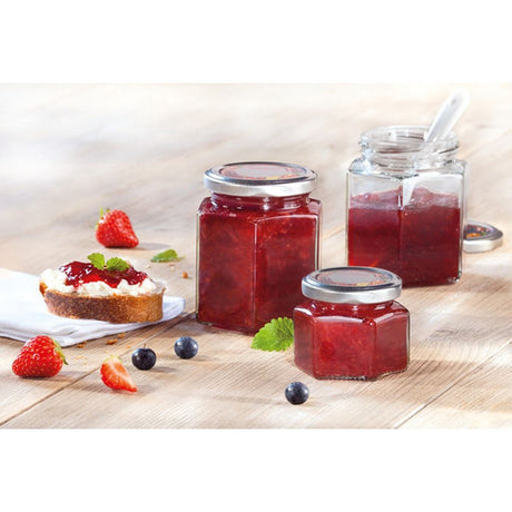 Leifheit 3209 barattolo per marmellata esagonale da 106 ml in vetro argento