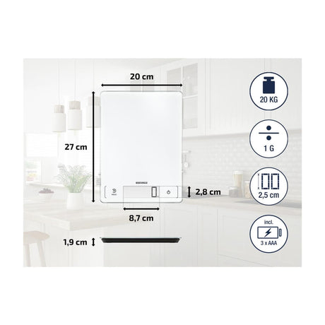 Bilancia da cucina Leifheit soehnle page profi 300 - digitale - precisione 1 grammo - fino a 20 kg - bianca