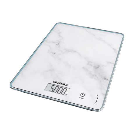 Bilancia da cucina Soehnle compatta 300 - digitale - precisione 1 grammo - fino a 5 kg - aspetto marmo - bianco