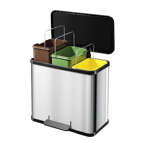Hailo 0633-220 Öko Trio Plus L Pedal Bin 3x9l Silver Black