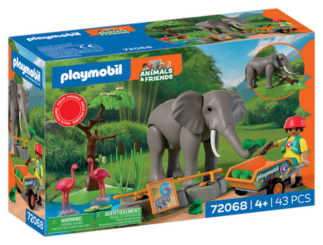 Playmobil animali amici elefante con guardiano dello zoo - 72068