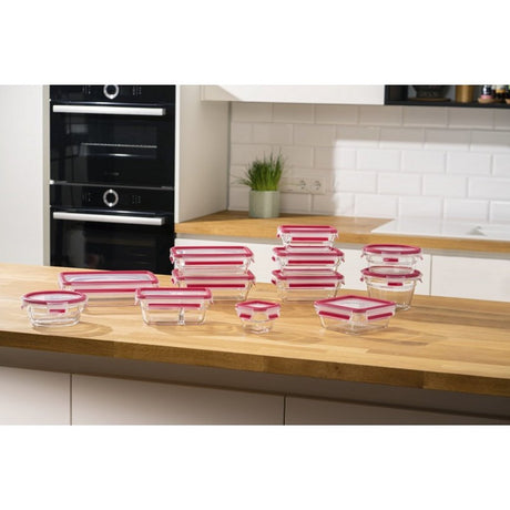 Emsa n1041100 clip e chiudi contenitore per alimenti in vetro 2l 11,8x6,9 cm 19,7x8 cm rosso