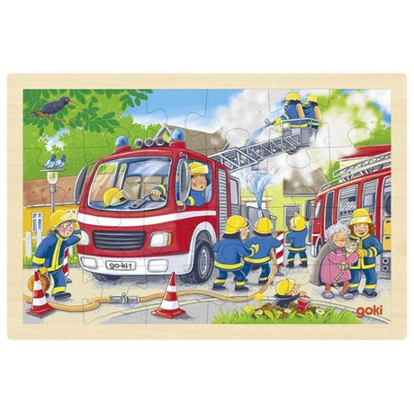 Puzzle in legno Goki vigili del fuoco. 24 pezzi. 3+
