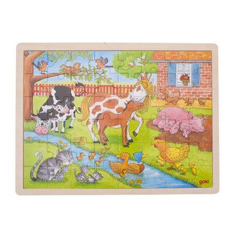 Puzzle Goki: vita alla fattoria 40x30x0,8 cm, 48 pezzi, legno, 3+