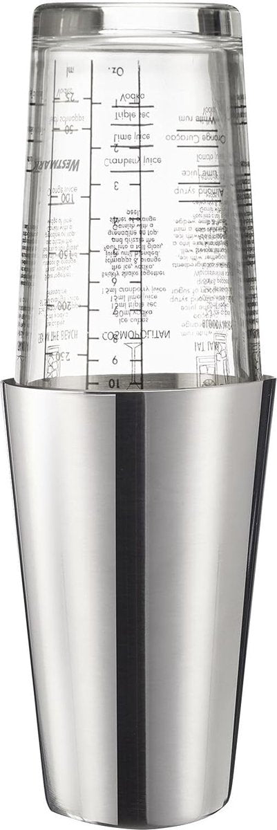Westmark Boston Shaker Boogie - shaker per cocktail con bilancia, mixer per cocktail professionale, accessori da bar, comprese ricette - acciaio inossidabile, 350 ml