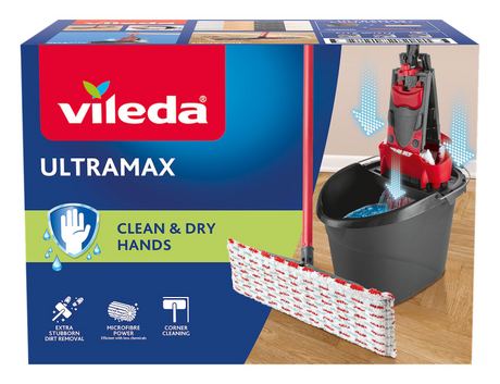 Set completo Vileda ultramax - panno piatto in microfibra + secchio con pressa