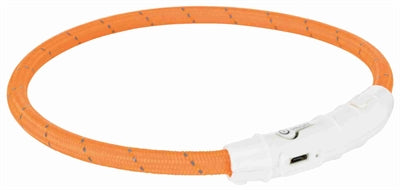 Trixie collare per cani luminoso flash USB TPU nylon arancione
