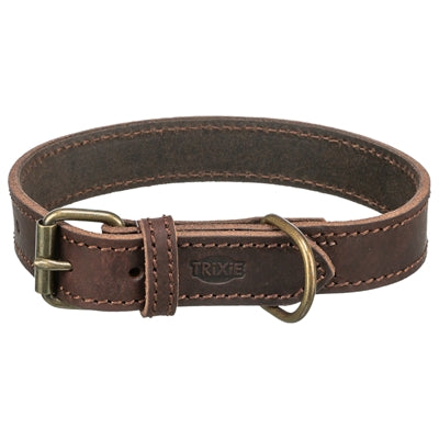 Trixie collare per cani rustico in pelle grassa marrone scuro