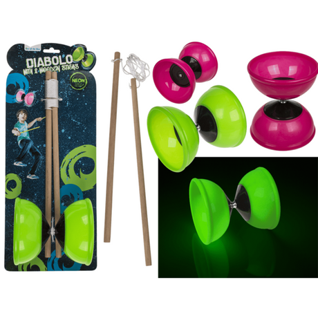 Diabolo con 2 bastoncini, che brilla al buio.