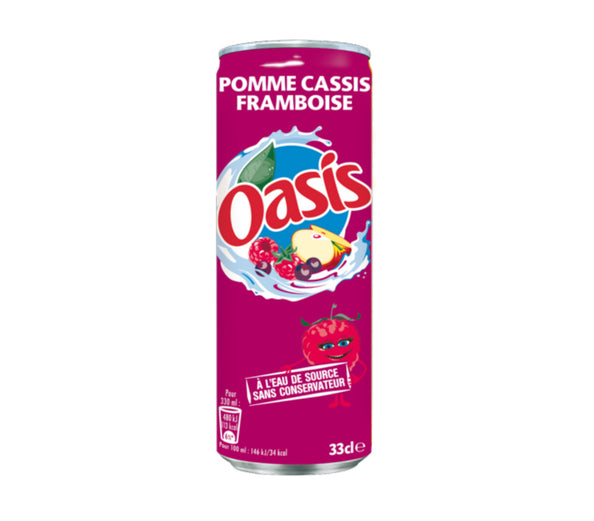Lattina di lamponi Oasis mela cassis (24x 33 cl)