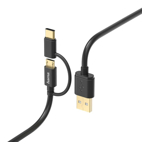 Cavo micro USB Hama 2in1 con adattatore USB Type-C 1 m nero