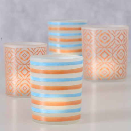 Boltze lanterna domestica azzurro 2 pezzi h8,3-10cm 2 assortiti