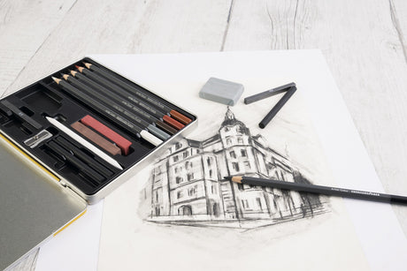 Eberhard faber ef-516916 set da disegno efa custodia in latta 16 pezzi