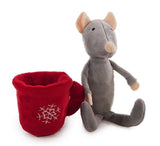 Topo in palissandro in peluche con tazza da tè