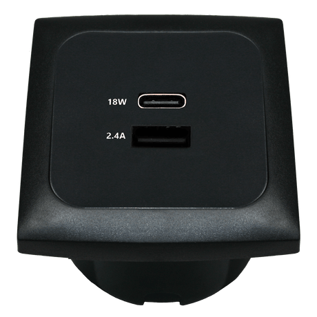 Presa di ricarica USB C-line con USB-A e USB-C con cornice di copertura opale nera - senza confezione di vendita