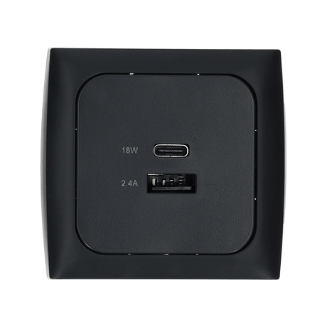 Presa di ricarica USB C-line con USB-A e USB-C con cornice di copertura opale antracite
