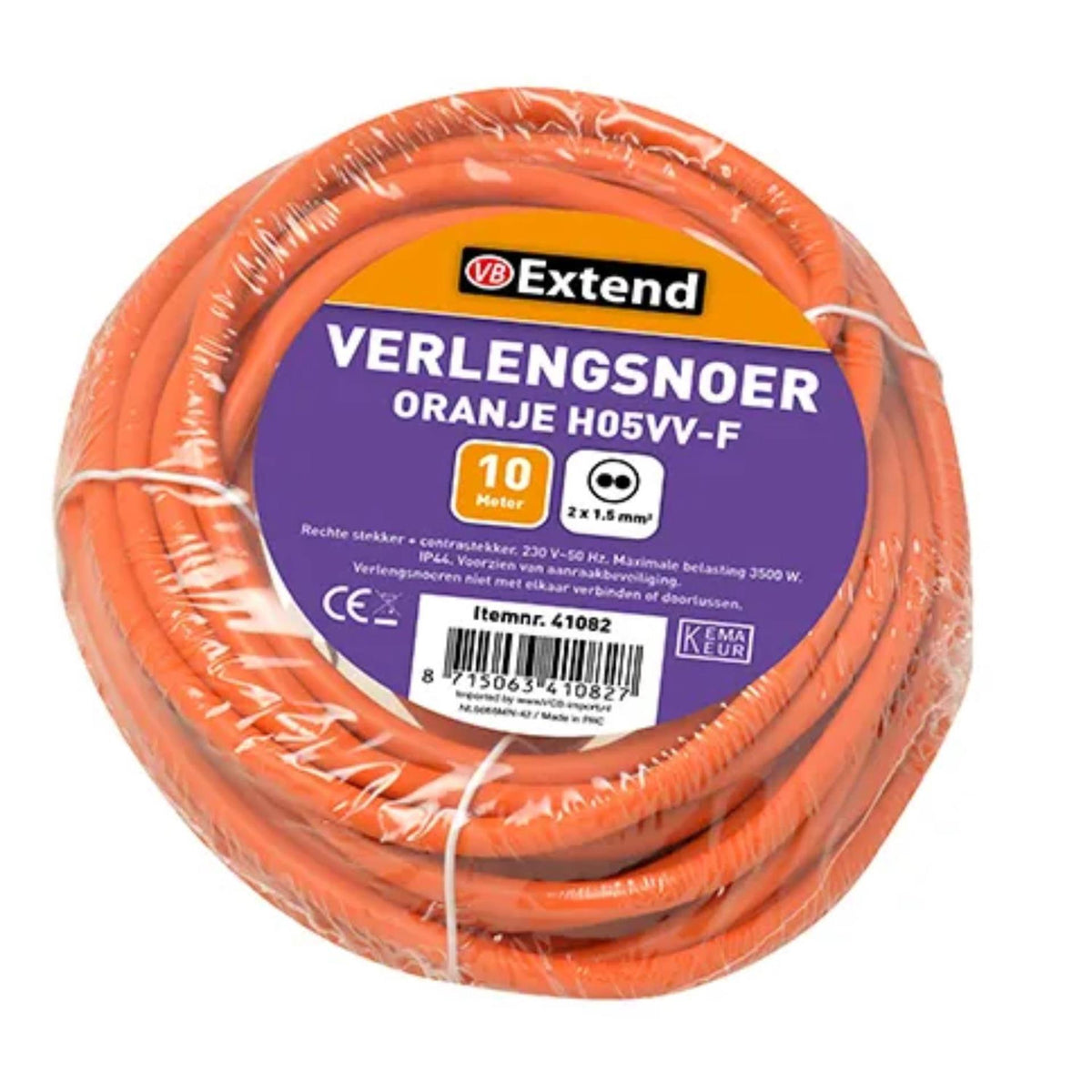 Prolunga 10m arancione senza terra max 3500w 2x1,5mm