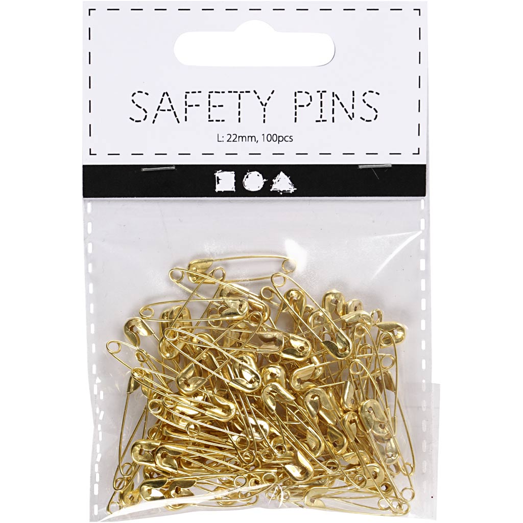 Spille da balia Creative Company l: 22 mm spessore 0 6 mm oro 100 pezzi