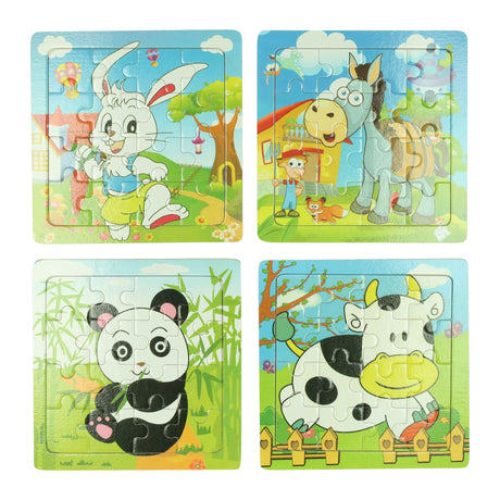 Animale puzzle in legno, 16 pz.