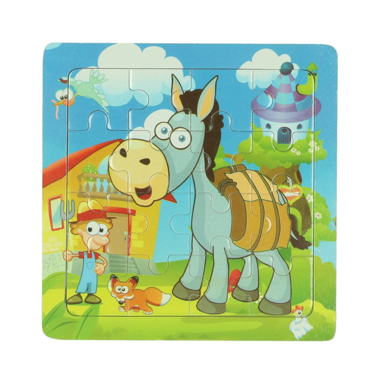 Animale puzzle in legno, 16 pz.