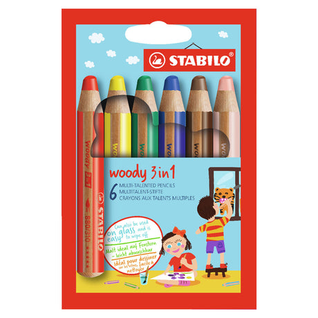 Matite colorate Stabilo woody 6 pz in astuccio