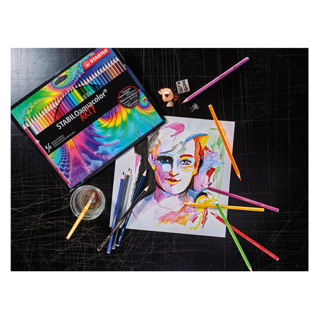 Stabilo aquacolor - matite colorate acquerellabili premium - artistiche - custodia con 36 colori