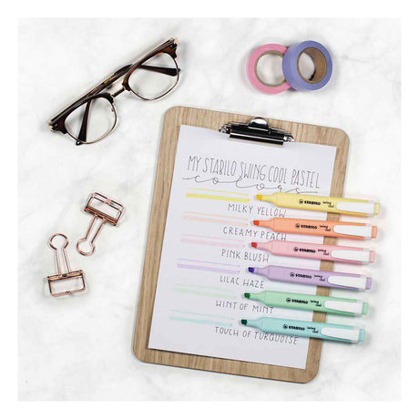 Stabilo Swing Cool - evidenziatore - perfetto per i viaggi - pastello - custodia con 4 colori