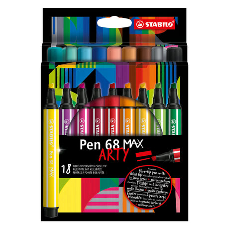 Stabilo pen 68 max arty - pennarello con punta spessa a scalpello - set da 18 pezzi