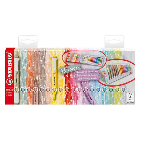 Set di evidenziatori da scrivania Stabilo swing cool naturecolors - 18 pz.