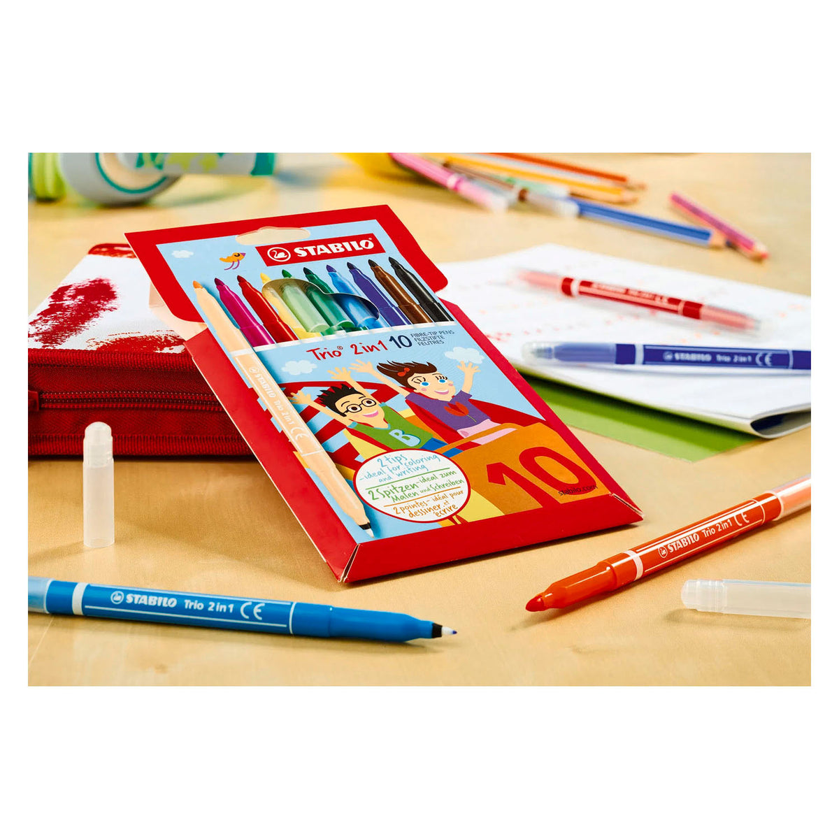Matite colorate ergonomiche Stabilo trio 2in1 - 10 pz.