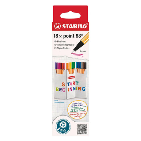 Pennarelli a zig zag Stabilo point 88 - 18 pz.
