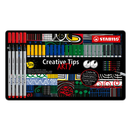 Stabilo creative tips penne artistiche colori classici in custodia di metallo - 30 pz.