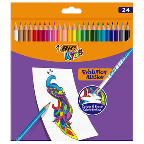 Bic Kids Illusion - Matite colorate - Bambini e Adulti - Colori diversi - Matita - 24 pezzi