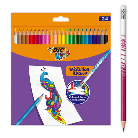 Bic Kids Illusion - Matite colorate - Bambini e Adulti - Colori diversi - Matita - 24 pezzi