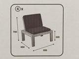 Set da giardino Pro Garden Molok 5 pezzi grigio con cuscini grigi, per 4 persone.