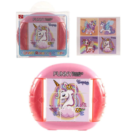Puzzle unicorno rotante 12 cm in scatola PVC