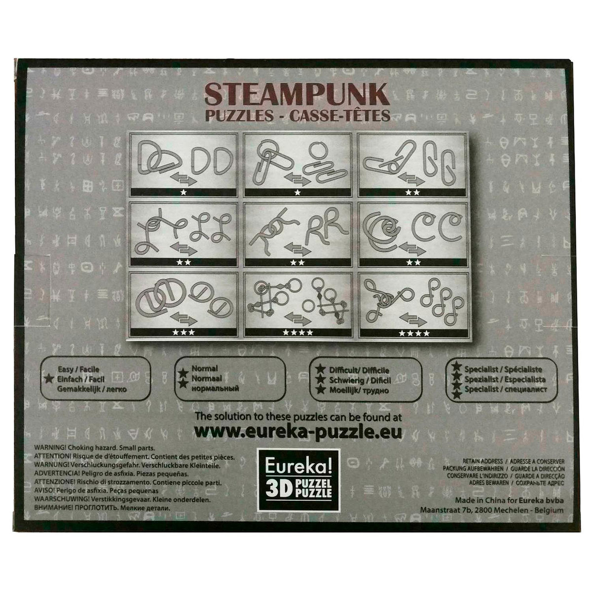 Eureka Steampunk Brain Enigins Grey, 9st.