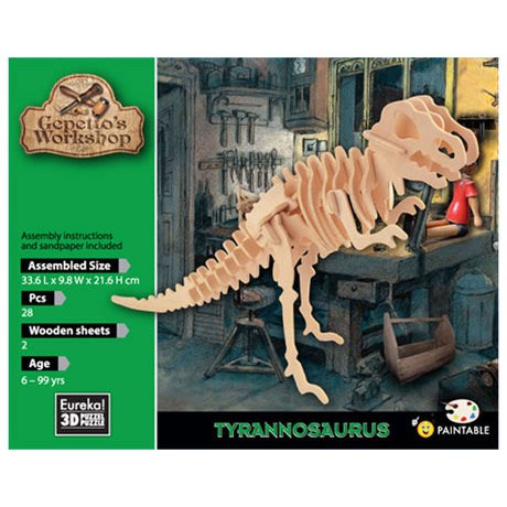 Kit di costruzione in legno 3D del laboratorio di Eureka Geppetto - Tirannosauro