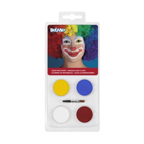Set palette trucco clown a base d'acqua Boland (4 vasetti e 1 applicatore)