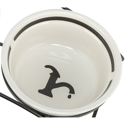 Ciotola per acqua per cani Trixie in ceramica bianca nera