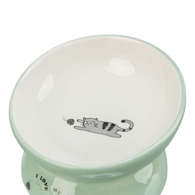 Trixie ciotola per cibo per gatti, ciotola rialzata in ceramica bianco salvia