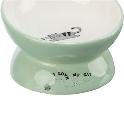 Trixie ciotola per cibo per gatti, ciotola rialzata in ceramica bianco salvia