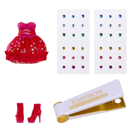 Bambole alla moda Rainbow High Be Abbaglianti - Vivienne Rouge (rossa) con strumento abbagliante e strass scintillanti